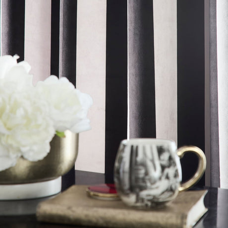Laurence Llewelyn-Bowen Festivo Stripe Blackout Eyelet Curtains Thermal Light Filtering - Black - Festivo Stripe Eyelet Curtains In Black 3