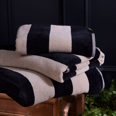 Festivo Stripe Black Bathroom Towels - Festivo Stripe Towels In Black 3