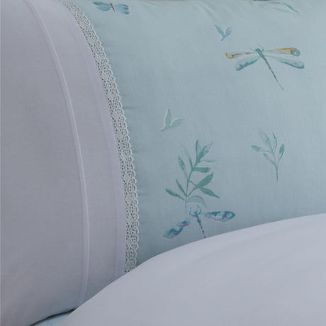 Fifi Lace Trim Polycotton Duvet Cover Set - Fifi Duvet Cover Set In Duck Egg 3