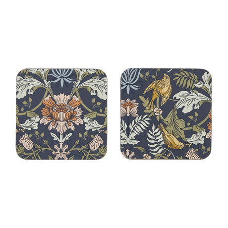Ulster Weavers Finch & Flower Coasters 4 Pack - Finch & Flower Coasters 4 Pack In Navy 2