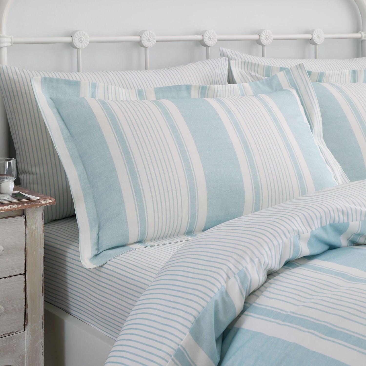 Finlay Stripe Polycotton Duvet Cover Set Blue - Finlay Stripe Duvet Cover Set In Blue 2