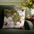 Fiorella Floral Velvet Filled Cushion 43cm x 43cm - Olive