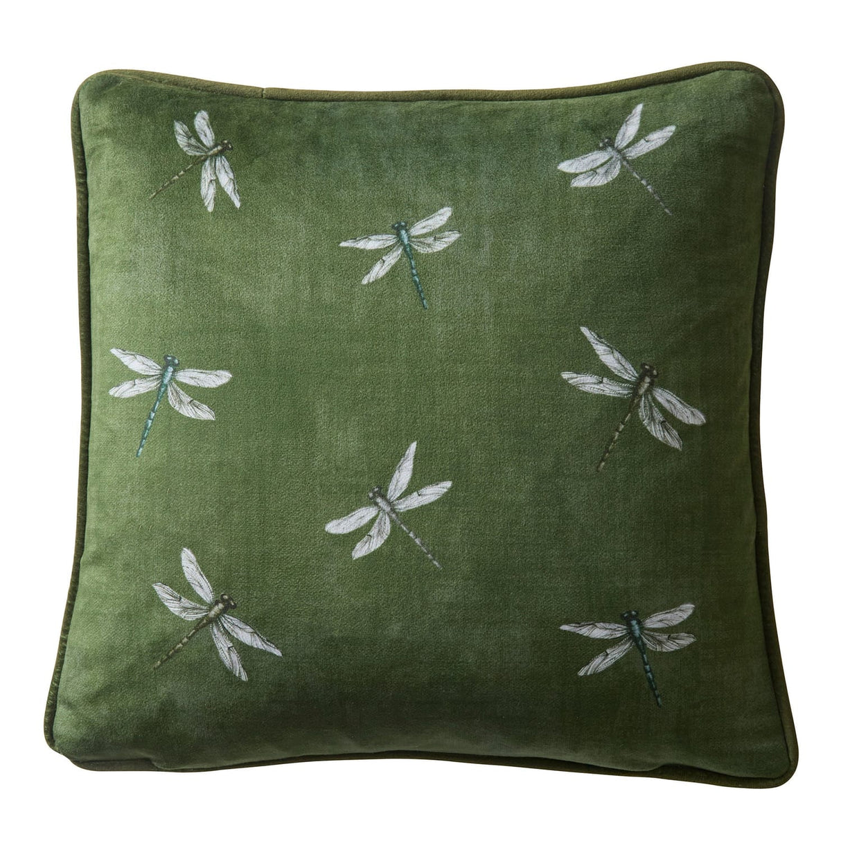 Fiorella Floral Velvet Filled Cushion 43cm x 43cm - Olive - Fiorella Cushion In Olive 43 X 43Cm 4