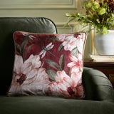 Fiorella Floral Velvet Filled Cushion 43cm x 43cm - Wine - Fiorella Cushion In Wine 43 X 43Cm 2