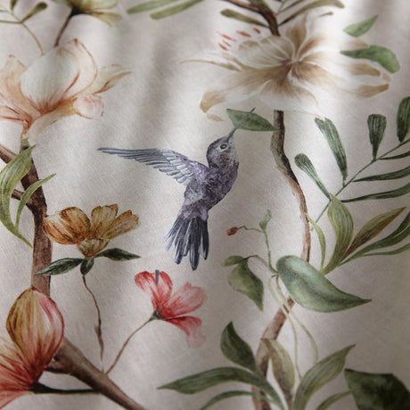 Fiorella Floral Green Cotton Duvet Cover Set - Fiorella Duvet Cover Set In Natural 3
