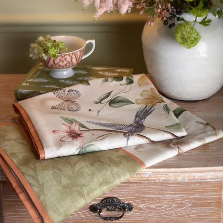 Fiorella Floral Green Cotton Duvet Cover Set - Fiorella Duvet Cover Set In Natural 4