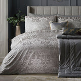 Laurence Llewelyn-Bowen Firenza Velvet Duvet Cover Set Grey Bedding - Silver
