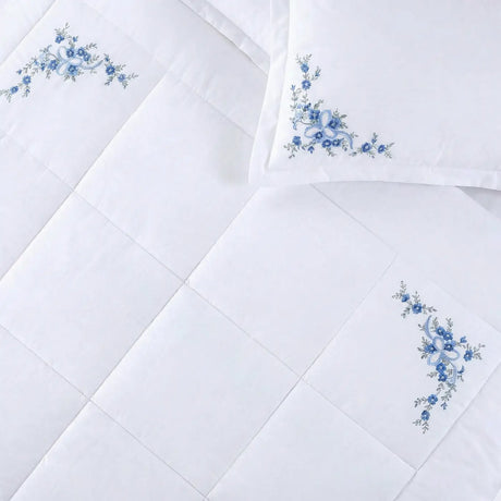 Floral Ribbon Bedspread Blue 2
