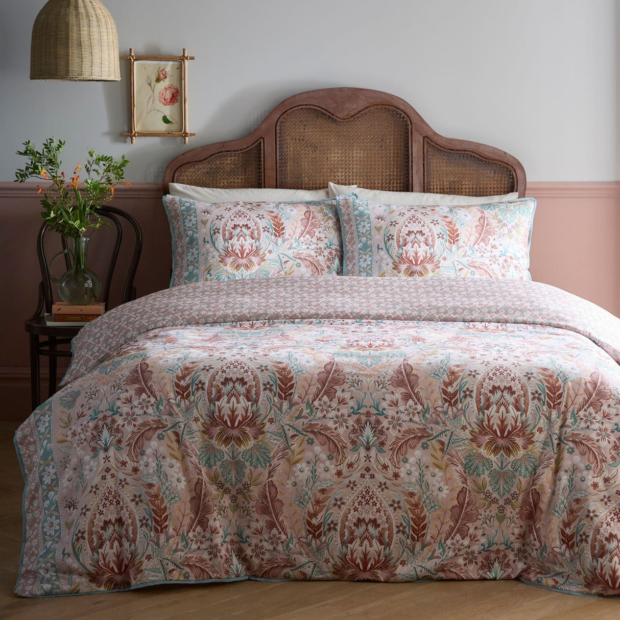 Floral Damask 100% Cotton 200 Thread Count Duvet Cover Set