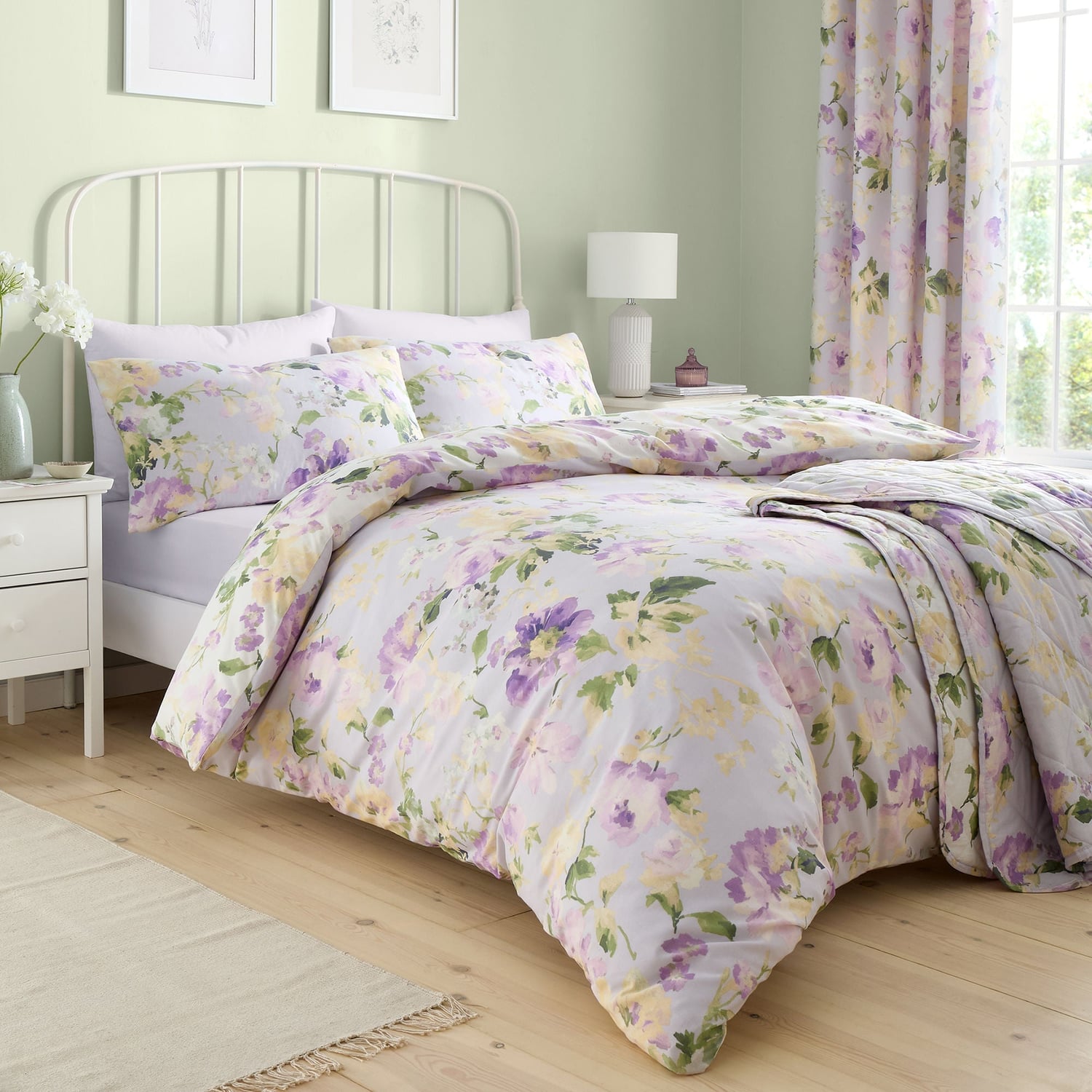 Florette Luxury Bedspread 200cm x 230cm - Flourette Bedspread In Lilac 200Cm X 230Cm 2