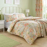 Florette Floral Polycotton Duvet Cover Set - Natural - Flourette Duvet Cover Set In Natural 4
