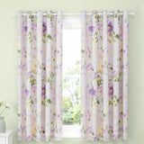 Florette Floral Lined Eyelet Curtains - Lilac Light Filtering Polycotton