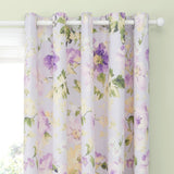 Florette Floral Lined Eyelet Curtains - Lilac Light Filtering Polycotton - Flourette Eyelet Curtains In Lilac 2