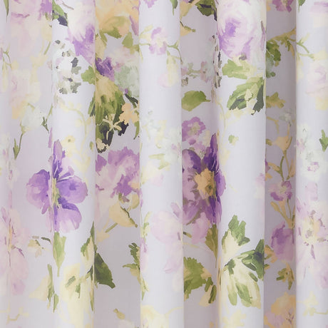 Florette Floral Lined Eyelet Curtains - Lilac Light Filtering Polycotton - Flourette Eyelet Curtains In Lilac 3