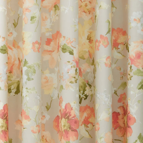 Florette Floral Lined Eyelet Curtains - Natural Light Filtering Polycotton - Flourette Eyelet Curtains In Natural 3