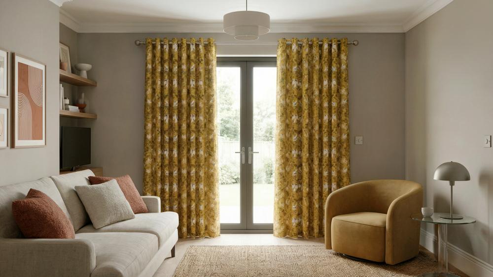 Folklore Made to Measure Curtains Ochre 3
