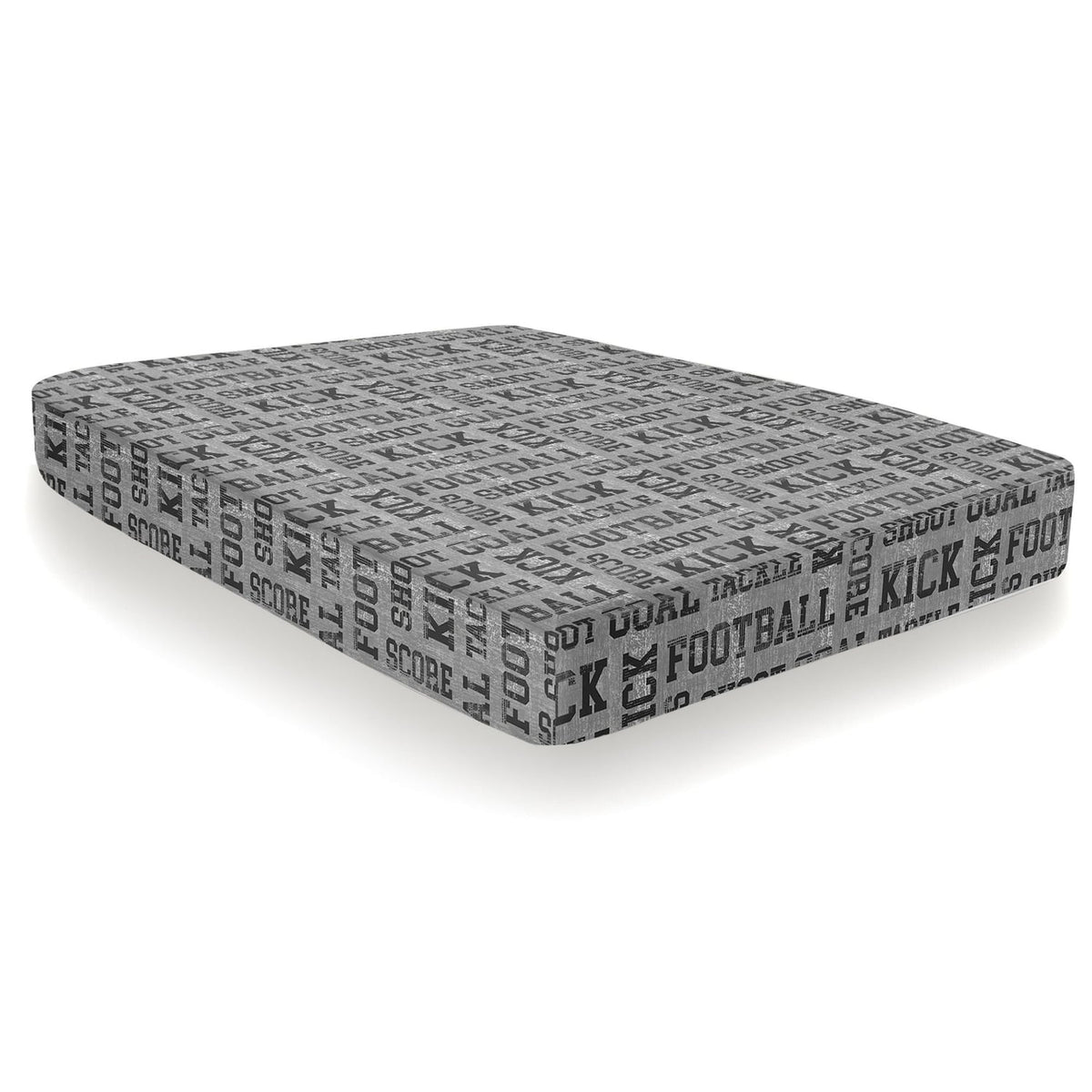 Football Grey Kids Single 25cm Deep Fitted Sheet