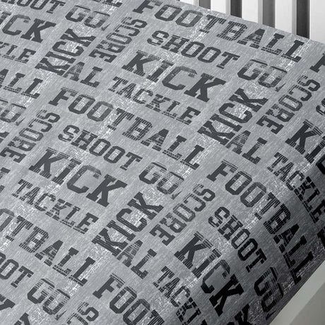 Football Grey Kids Single 25cm Deep Fitted Sheet - Football 25Cm Deep Fitted Bed Sheet In Grey 2