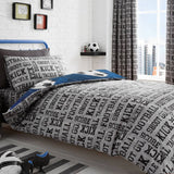 Football Printed Kids Duvet Cover Set Single & Double - Blue - Football Duvet Cover Set In Blue 2