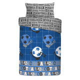 Football Printed Kids Duvet Cover Set Single & Double - Blue - Football Duvet Cover Set In Blue 3