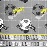 Football Printed Kids Duvet Cover Set Single & Double - Grey - Football Duvet Cover Set In Grey 4
