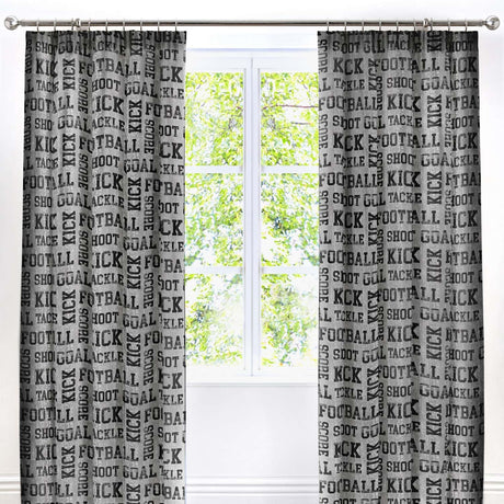 Football Kids Tape Top Curtains Light Filtering Polycotton