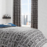 Football Kids Tape Top Curtains Light Filtering Polycotton - Football Pencil Pleat Curtains In Grey 2