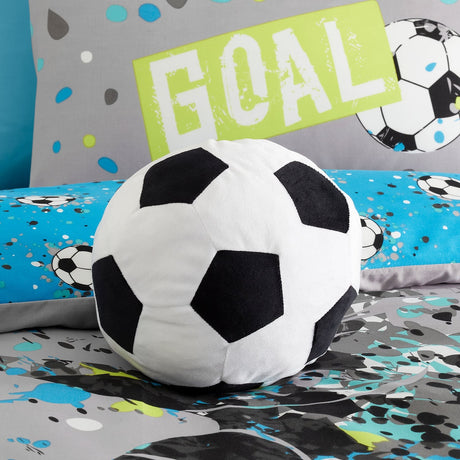 Football Shaped Filled Cushion Kids Bedroom Decor - Black