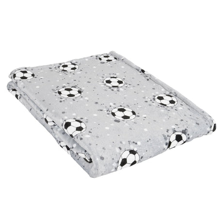 Football Fleece Throw Cosy Soft Blanket - Football Throw In Grey 120 X 150Cm 2