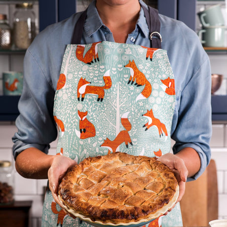 Ulster Weavers Foraging Fox 100% Cotton Floral Cotton Apron - Foraging Fox Cotton Apron In Blue 3