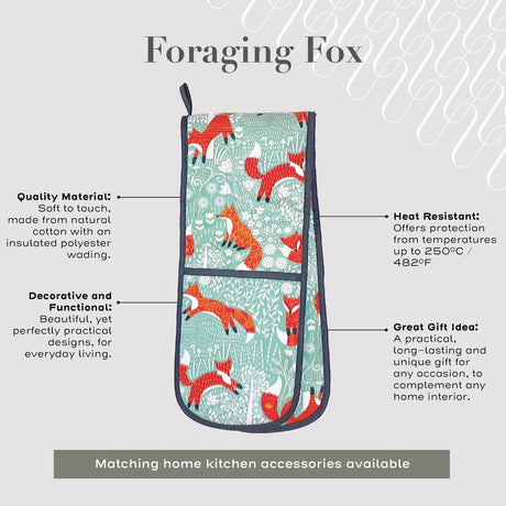Ulster Weavers Foraging Fox 100% Cotton Floral Double Oven Glove