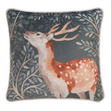 Forest Animals Green Floral Cushion Cover 43cm x 43cm - Green - Forest Animals Cushion In Green 43 X 43Cm 2