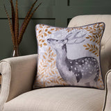 Forest Animals Green Floral Cushion Cover 43cm x 43cm - Grey