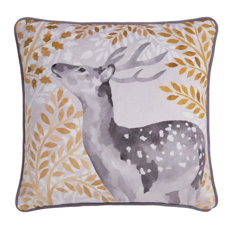 Forest Animals Green Floral Cushion Cover 43cm x 43cm - Grey - Forest Animals Cushion In Grey 43 X 43Cm 2