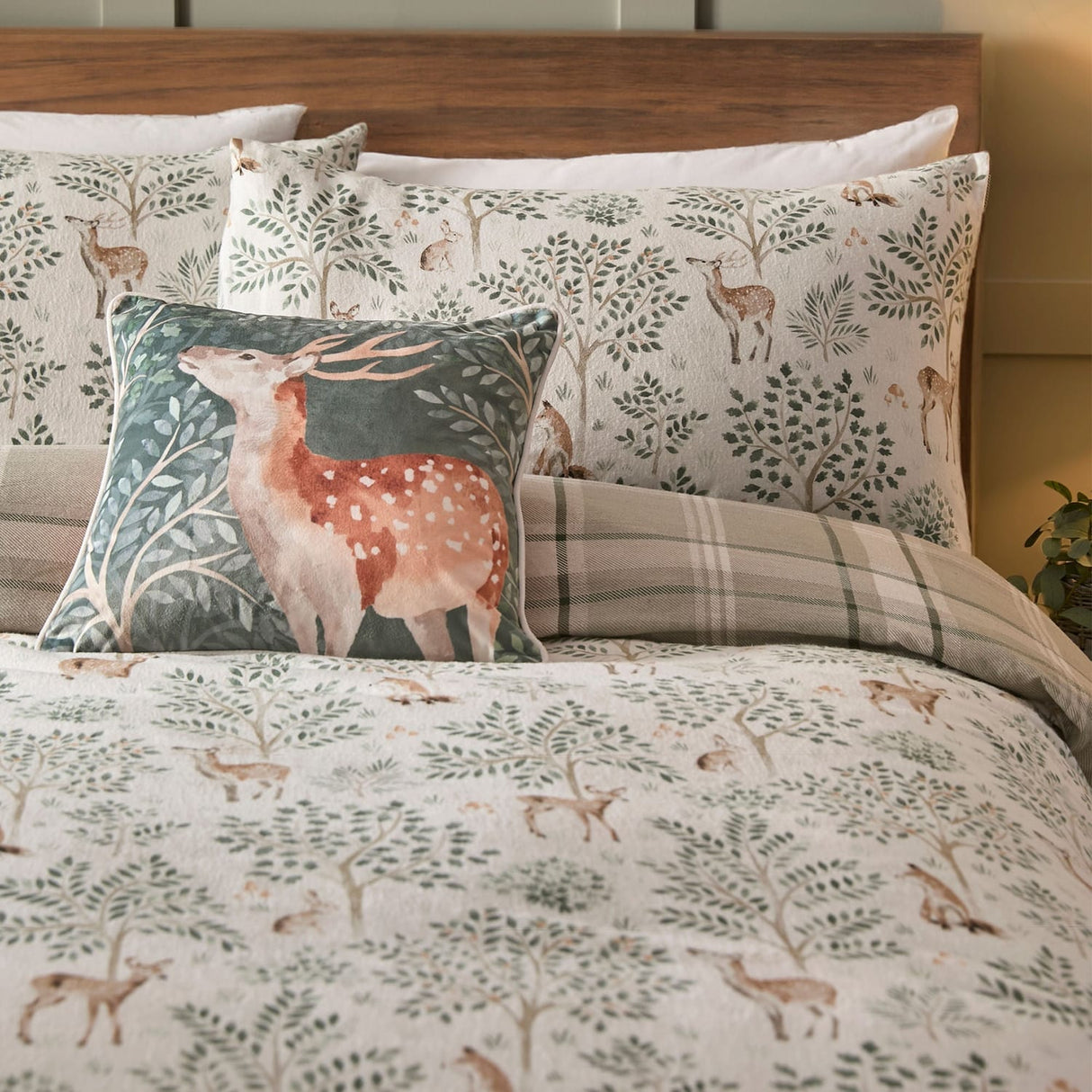 Forest Animals Flannelette Brushed Cotton Duvet Cover Set - Forest Animals Duvet Cover Set In Natural 2