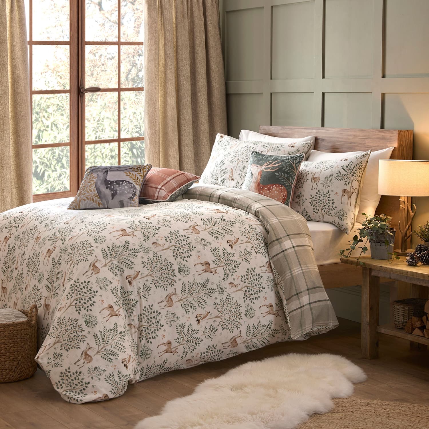 Forest Animals Flannelette Brushed Cotton Duvet Cover Set - Forest Animals Duvet Cover Set In Natural 5