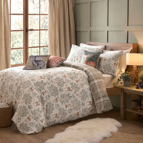 Forest Animals Flannelette Brushed Cotton Duvet Cover Set - Forest Animals Duvet Cover Set In Natural 5