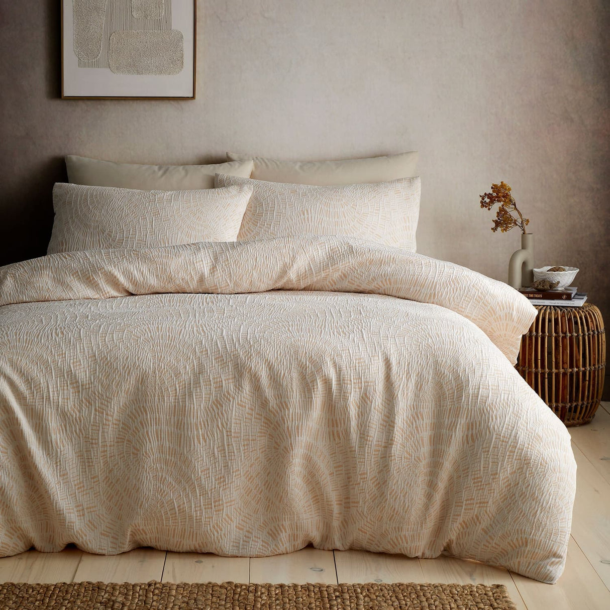 Fossil Jacquard Duvet Cover Set Natural