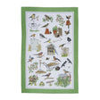 Garden Birds Cotton Tea Towel in Green