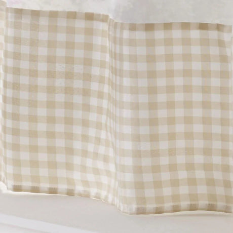 Alan Symonds Gingham Tape Top Pencil Pleat Curtains & Tie Backs in Beige - Image 4