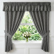 Gingham Tape Top Pencil Pleat Curtains & Tie Backs - Black