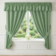 Gingham Tape Top Pencil Pleat Curtains & Tie Backs - Green