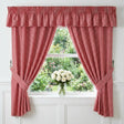 Gingham Tape Top Pencil Pleat Curtains & Tie Backs - Red