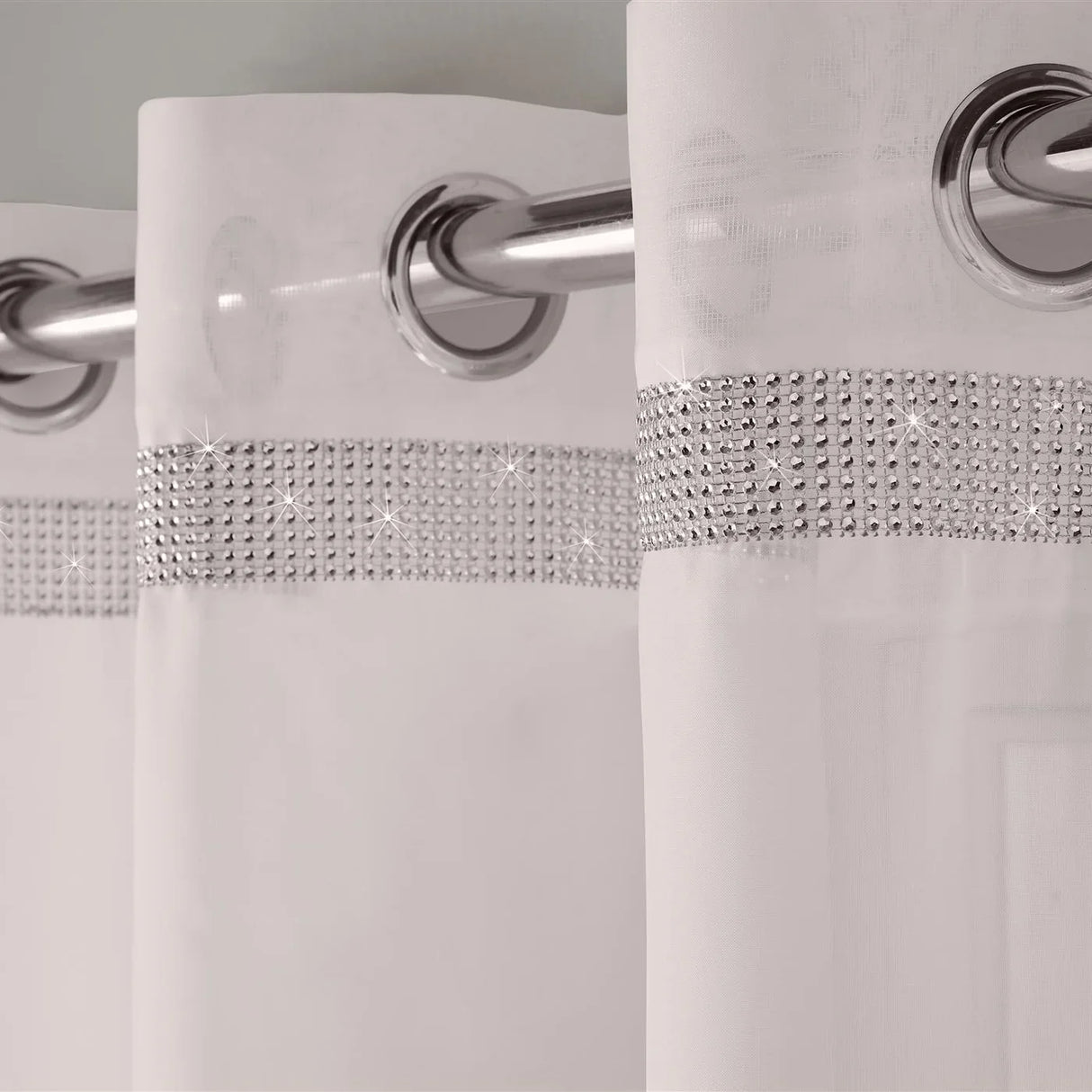 Alan Symonds Glitter Eyelet Ring Top Voile Curtain Panel Single in Ivory - Image 2