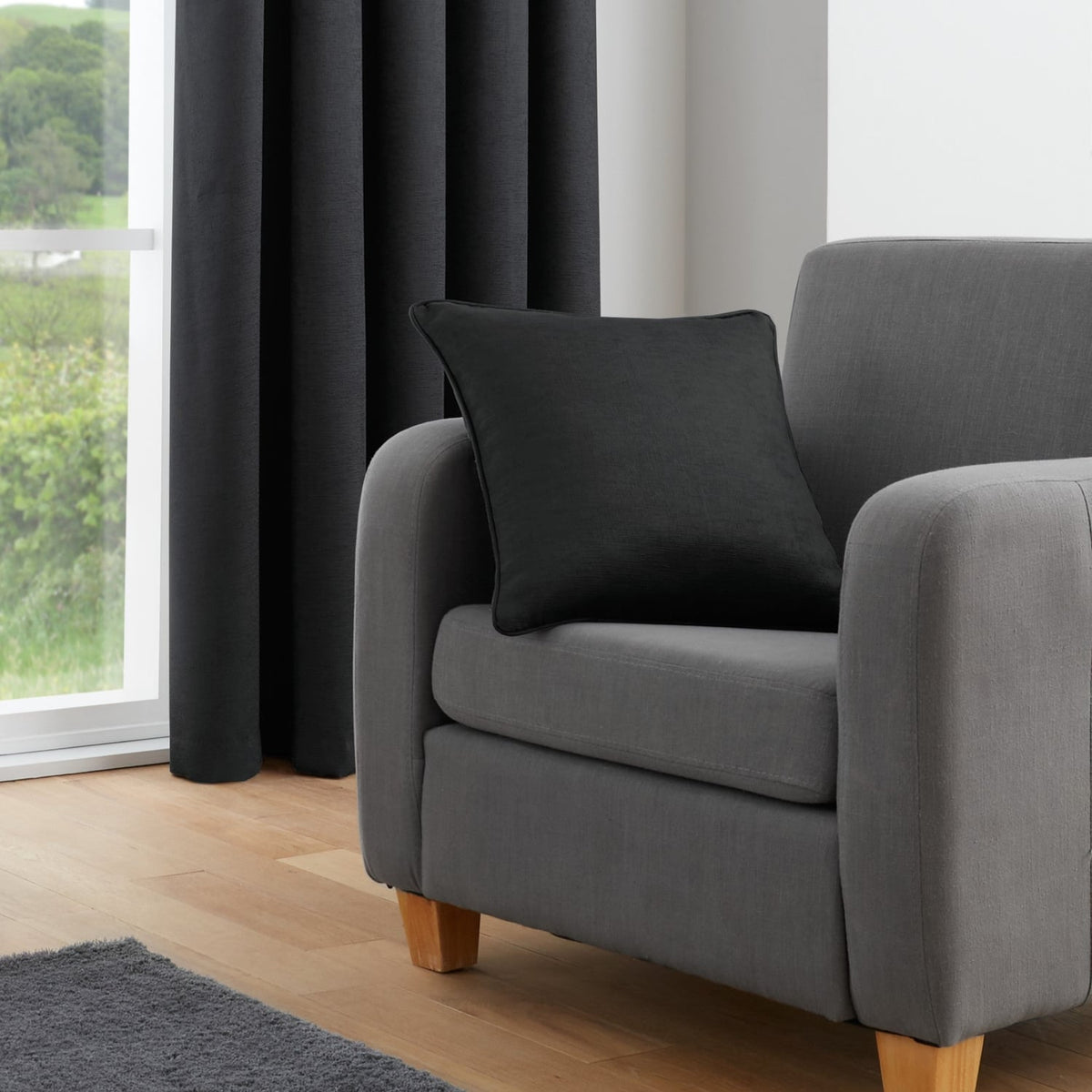 Galaxy Dim Out Woven Thermal Pencil Pleat Curtains - Black Light Filtering - Galaxy Pencil Pleat Curtains In Black 4