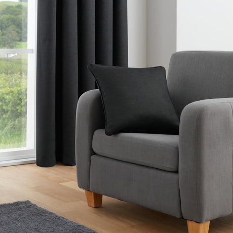 Galaxy Dim Out Woven Thermal Pencil Pleat Curtains - Black Light Filtering - Galaxy Pencil Pleat Curtains In Black 4