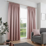 Galaxy Dim Out Woven Thermal Pencil Pleat Curtains - Blush Pink Light Filtering