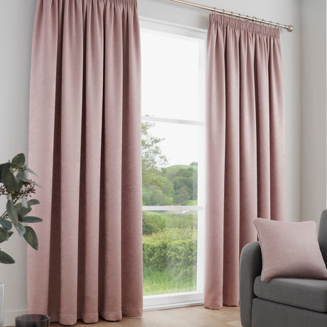 Galaxy Dim Out Woven Thermal Pencil Pleat Curtains - Blush Pink Light Filtering - Galaxy Pencil Pleat Curtains In Blush 2