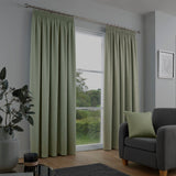 Galaxy Dim Out Woven Thermal Pencil Pleat Curtains - Green Light Filtering - Galaxy Pencil Pleat Curtains In Green 2
