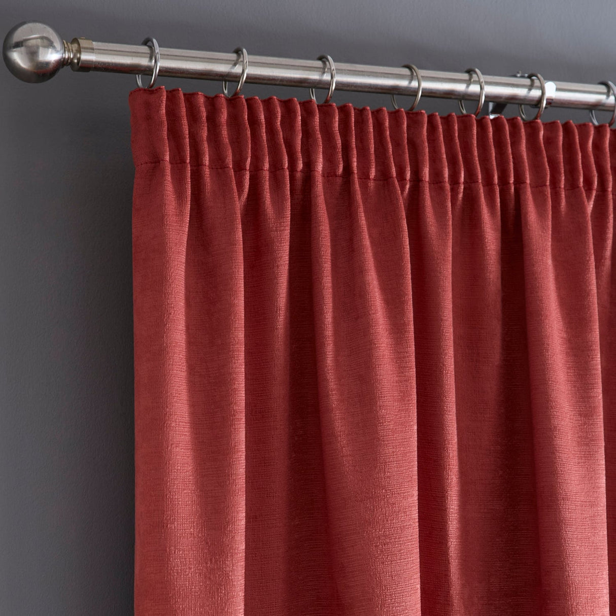 Galaxy Dim Out Woven Thermal Pencil Pleat Curtains - Terracotta Light Filtering - Galaxy Pencil Pleat Curtains In Terracotta 2